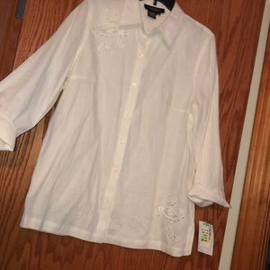 NWT white linen button up shirt